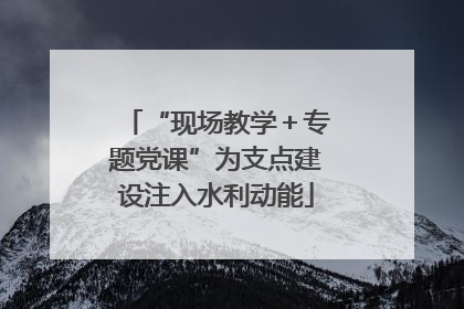“现场教学＋专题党课”为支点建设注入水利动能