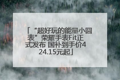 “超好玩的能量小圆表”荣耀手表Fit正式发布 国补到手价424.15元起