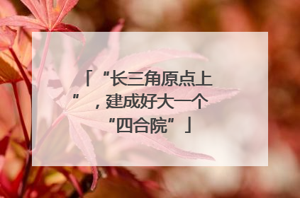 “长三角原点上”，建成好大一个“四合院”