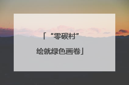 “零碳村” 绘就绿色画卷