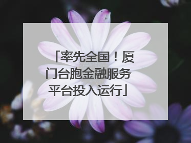 率先全国！厦门台胞金融服务平台投入运行
