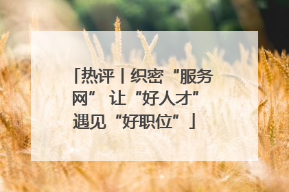 热评丨织密“服务网” 让“好人才”遇见“好职位”