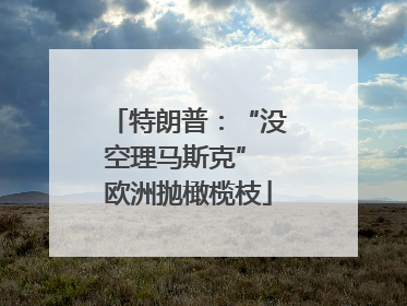 特朗普：“没空理马斯克” 欧洲抛橄榄枝