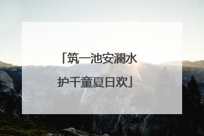 筑一池安澜水 护千童夏日欢