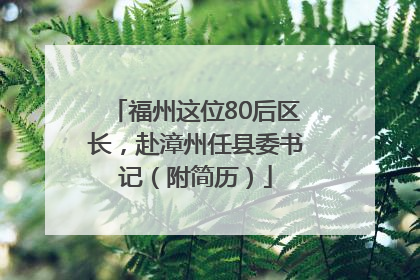 福州这位80后区长，赴漳州任县委书记（附简历）