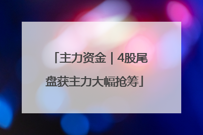 主力资金｜4股尾盘获主力大幅抢筹
