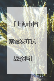 上海市档案馆发布抗战珍档
