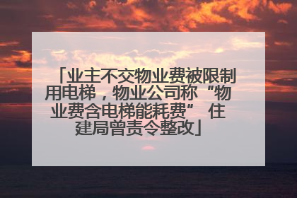 业主不交物业费被限制用电梯，物业公司称“物业费含电梯能耗费” 住建局曾责令整改