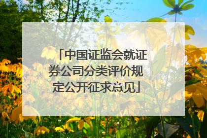 中国证监会就证券公司分类评价规定公开征求意见