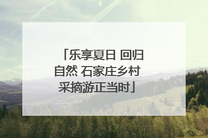 乐享夏日 回归自然 石家庄乡村采摘游正当时