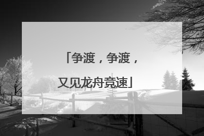 争渡，争渡，又见龙舟竞速