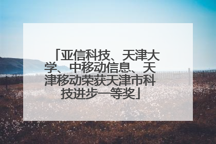 亚信科技、天津大学、中移动信息、天津移动荣获天津市科技进步一等奖