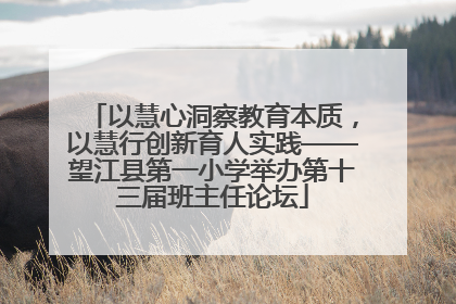 以慧心洞察教育本质，以慧行创新育人实践——望江县第一小学举办第十三届班主任论坛