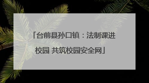 台前县孙口镇：法制课进校园 共筑校园安全网