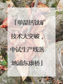 单晶钙钛矿技术大突破，中试生产线落地浦东康桥