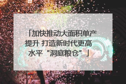 加快推动大面积单产提升 打造新时代更高水平“洞庭粮仓”