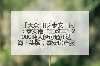 大众日报·泰安一周：泰安港“三改二”2000吨大船可通江达海上头版，泰安房产服务改革经验全省推广