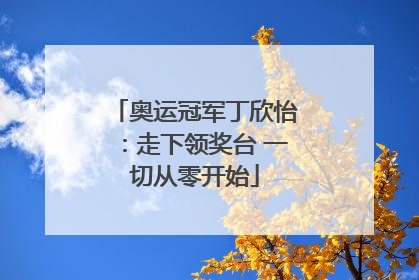 奥运冠军丁欣怡：走下领奖台 一切从零开始