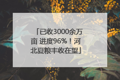 已收3000余万亩 进度96%！河北夏粮丰收在望