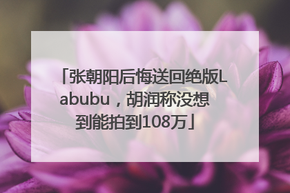 张朝阳后悔送回绝版Labubu，胡润称没想到能拍到108万