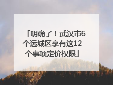 明确了！武汉市6个远城区享有这12个事项定价权限