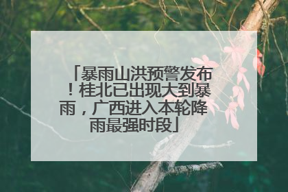 暴雨山洪预警发布！桂北已出现大到暴雨，广西进入本轮降雨最强时段