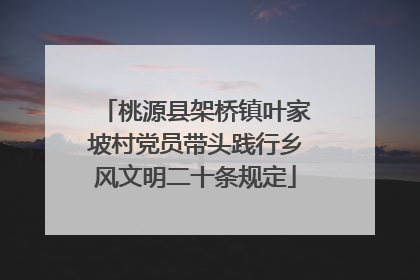 桃源县架桥镇叶家坡村党员带头践行乡风文明二十条规定