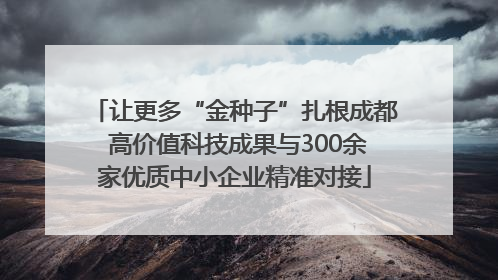 让更多“金种子”扎根成都 高价值科技成果与300余家优质中小企业精准对接