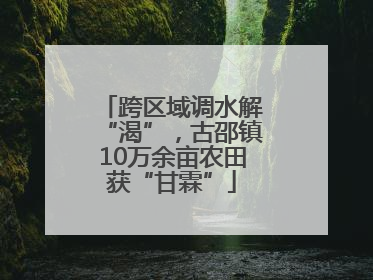 跨区域调水解“渴”，古邵镇10万余亩农田获“甘霖”