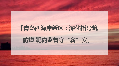 青岛西海岸新区：深化指导筑防线 靶向监督守“薪”安