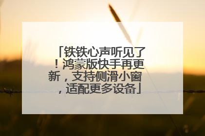 铁铁心声听见了！鸿蒙版快手再更新，支持侧滑小窗，适配更多设备