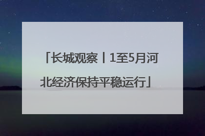 长城观察丨1至5月河北经济保持平稳运行