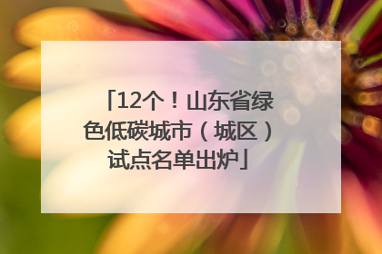 12个！山东省绿色低碳城市（城区）试点名单出炉