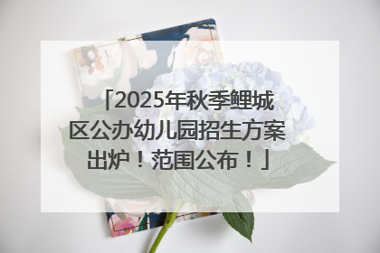 2025年秋季鲤城区公办幼儿园招生方案出炉！范围公布！