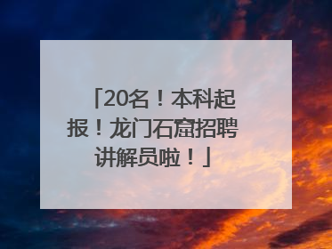 20名！本科起报！龙门石窟招聘讲解员啦！