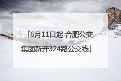 6月11日起 合肥公交集团新开324路公交线